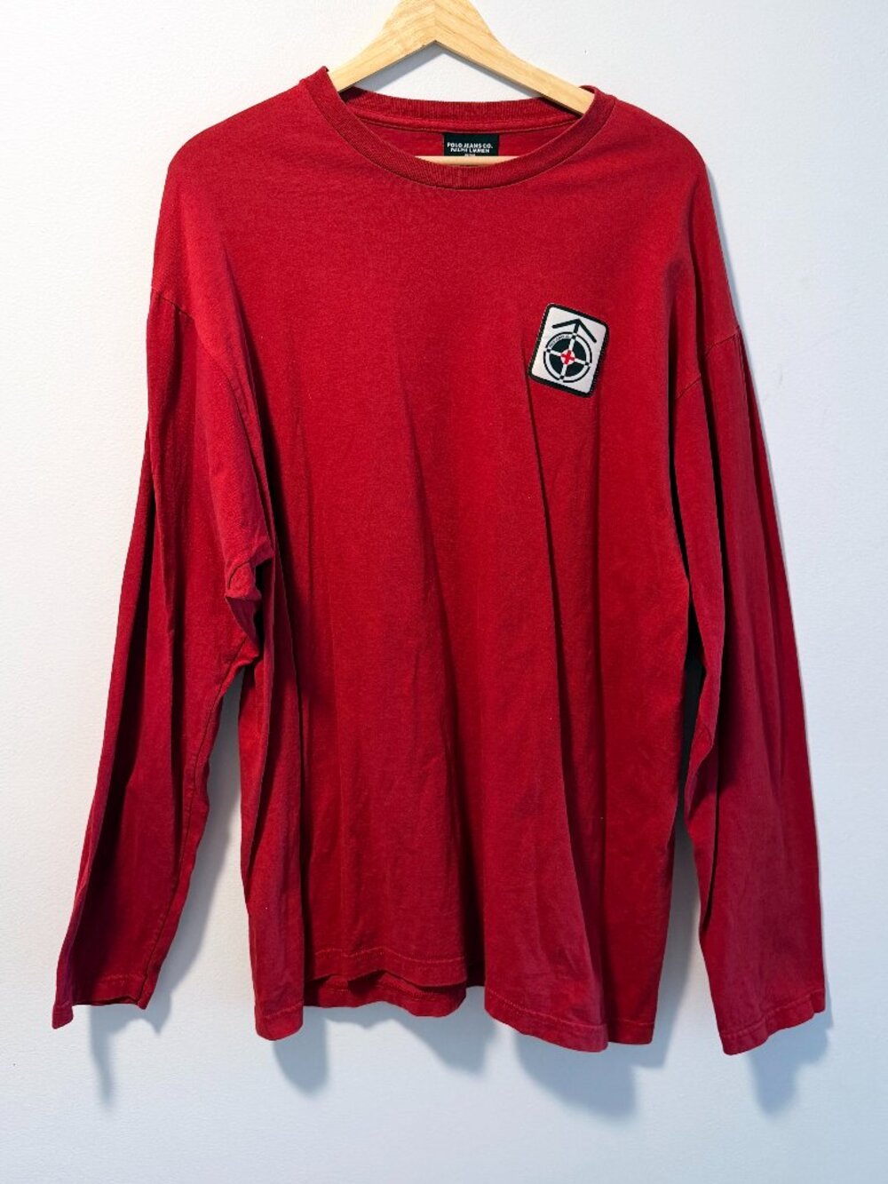 Polo Jeans Co Ralph Lauren Long Sleeve Shirt Red Patch Mens L USA - Vintage 90s